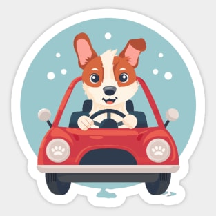 Paws on the Wheel: Canine Cruising Sticker